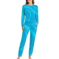 thumbnail image 2 of Blue Marble Pajamas Abstract Print Cute Pajama Sets Women Long-Sleeve Aesthetic Nightwear, 2 of 7