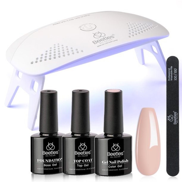 Kit de esmalte de uñas en gel Beetles Nude con luz LED UV para mujer