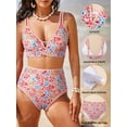 thumbnail image 4 of SHEWIN Womens Swimsuits Sets Bikinis Sets 2 Piece Tummy Control Bathing Suits High Waisted Swimwear Floral Swimming Suits Push Up Beach Vacation Outfits Mixed Floral S, 4 of 10