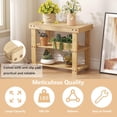 thumbnail image 4 of Blorly 19" Compact Shoe Bench, 3-Tier Small Space Entryway Rack, Modern Minimalist Bamboo Storage Shelf for Narrow Hallway, Bathroom Towel Rack & Indoor Plant Stand, Wood, 4 of 6