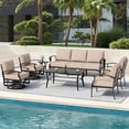 thumbnail image 4 of ALAULM 7-Seat Aluminum Patio Furniture Set, Outdoor Patio Conversation Set with Rectangular Metal Coffee Tables and 5.1" Cushions for Patio Backyard Poolside，Sand, 4 of 7