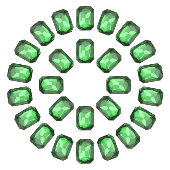 Uxcell Octagon Rectangle Rhinestones Crystal Faceted Rhinestones with Silver Plated Glass Gems for Crafts 50pcs 10x14MM Dark Green