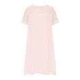 thumbnail image 4 of ITSAME Women's Midi Dress, Short Sleeve Cotton Linen Crew Neck Summer A-Frame Dressy Dresses Pink L, 4 of 6