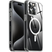 Entronix Clear Magnetic Case for iPhone 15 Pro, [Yellow Resistant] Slim Fit Shockproof Crystal Clear