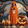 thumbnail image 3 of YUEHUA Adult Cute Pumpkin Halloween Onesie Pajamas, Men Women Unisex Zipper Hooded Fleece Loungewear, Soft Warm One Piece Indoor Sleepwear, 3 of 5