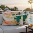 thumbnail image 2 of Outdoor Pillow Cover Watercolors Green Yellow Pink Set of 2 Waterproof Throw Pillowcases Abstract Decorative Patio Furniture Pillows for Couch Garden Indoor & Outdoor Use, 2 of 9