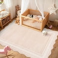 thumbnail image 6 of Nanan 8'x10' Modern Scalloped Print Area Rug Soft Solid Color Carpet, Washable Non Slip Indoor Floor Mats for Living Room Bedroom Home Office, Beige, 6 of 10