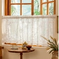 thumbnail image 2 of Sheer Kitchen Café Curtains with Floral Pattern, Short Window Tier Curtain for Kitchen, Bathroom or Small Windows, 2 of 8