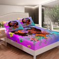thumbnail image 5 of Afro Hair Queen Bed Sheets , Cute Afro Melanin Princess Fitted Sheet,Butterfly Flowers American Black Sheets Bedroom, 5 of 5