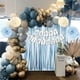 thumbnail image 3 of Kit de globos beige y azul de YANSION, globos de látex azul metálico dorado, pancarta de feliz cumpleaños, flor de pompón de papel, mantel para decoraciones de cumpleaños, 3 of 7