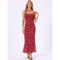 thumbnail image 3 of DARING DIVA Floral Maxi Spaghetti Strap Bodycon Dress XS Wine Red, 3 of 6