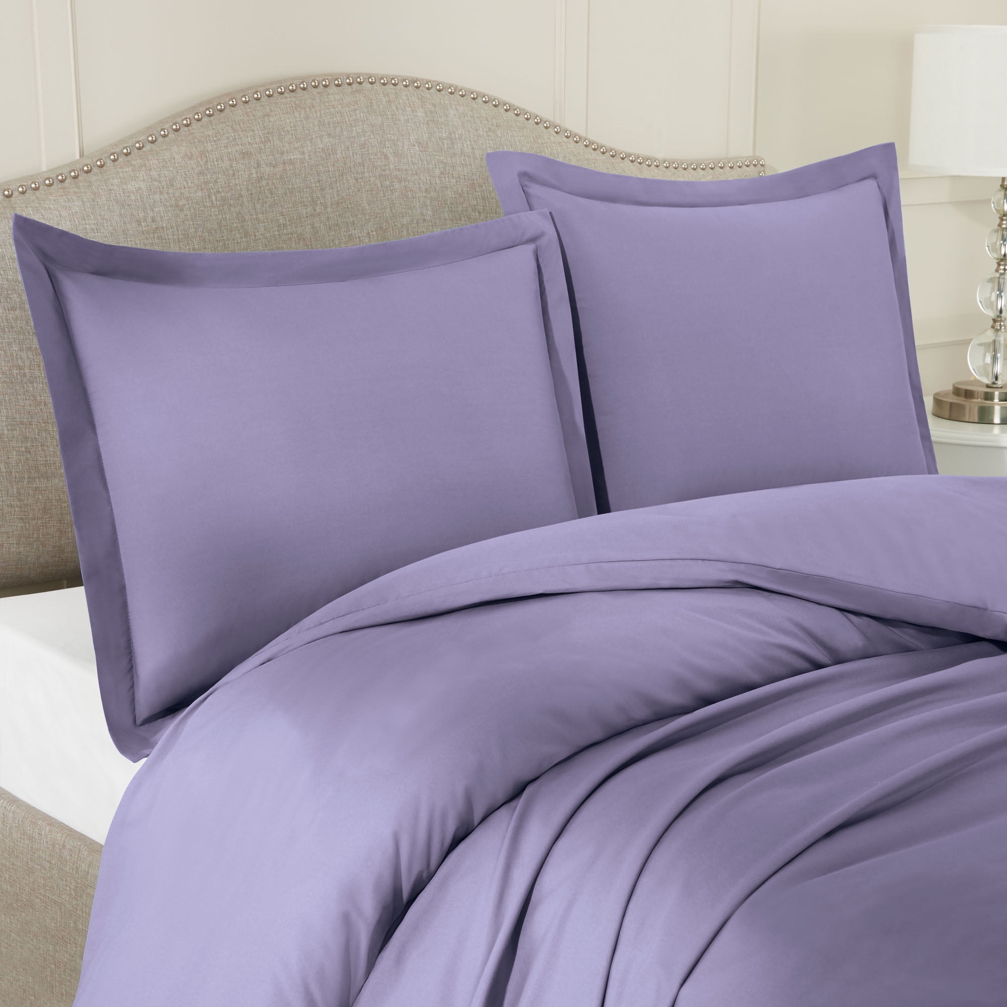 California King Size 3 Piece Duvet Cover Set With Pillow Shams Steel