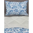 thumbnail image 3 of Paisley Comforter & Sham Bedding Set, Mediterrian Themed Design with Water Color Hand Drawn Flowers and Leaves Print, 3 pcs Duvet Set Microfiber Filling Quilt, 5 Sizes, White and Blue, by Ambesonne, 3 of 4