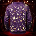 thumbnail image 4 of Mens Retro Autumn Carnival Halloween Candle Maple Leaf Graphic Cotton Blend Crewneck Sweatshirt Fall Festival Casual Long Sleeve Pullover Purple 4XL, 4 of 4