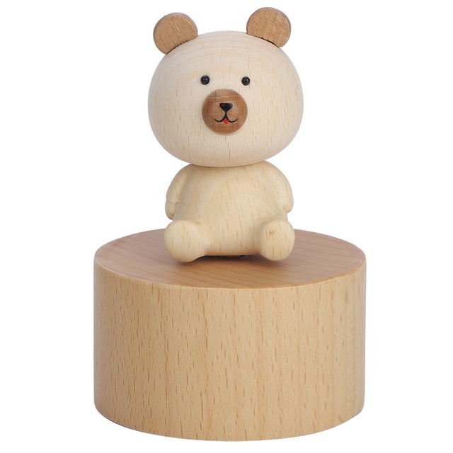 Caja de música Sincero de madera con mecanismo de relojería oso regalo perfecto para niños