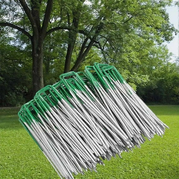 50-Pack Green TOP, 6 Inch Garden Stakes, Landscape Staples, U-Type Turf Stake For Artificial Grass, Rust Proof Sod Pin