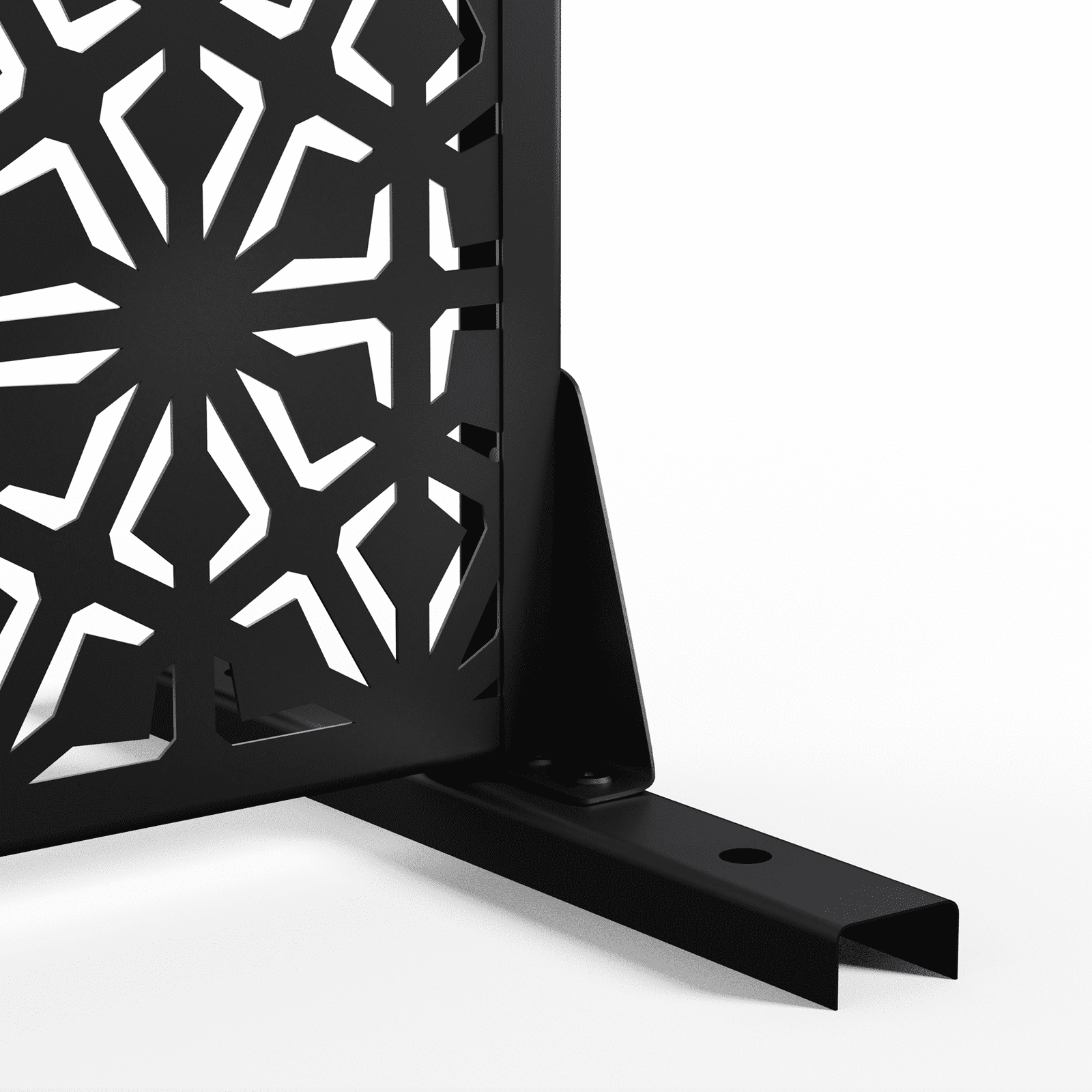 MAYEERTY 72"x47" Outdoor Privacy Screen with Stand, 3 Panels Metal Garden Decorative Screen, Black