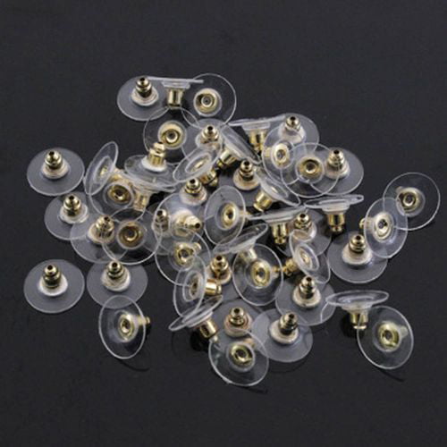 100 earrings plastic rubber plug stud stoppers findings post back backs-backing 