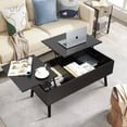 thumbnail image 4 of RichYa Coffee Table, Lift Top Coffee Table with Separate and Hidden Storage Compartment-Black Walnut Color, 4 of 8
