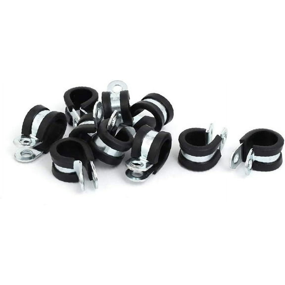16mm Dia Rubber Lined R Shaped Zinc Plated Pipe Clip Cable Clamp 10pcs(16 mm Dia recubierto de caucho R en forma de zinc galvanizado Clip de tubo abrazadera de cable 10pcs