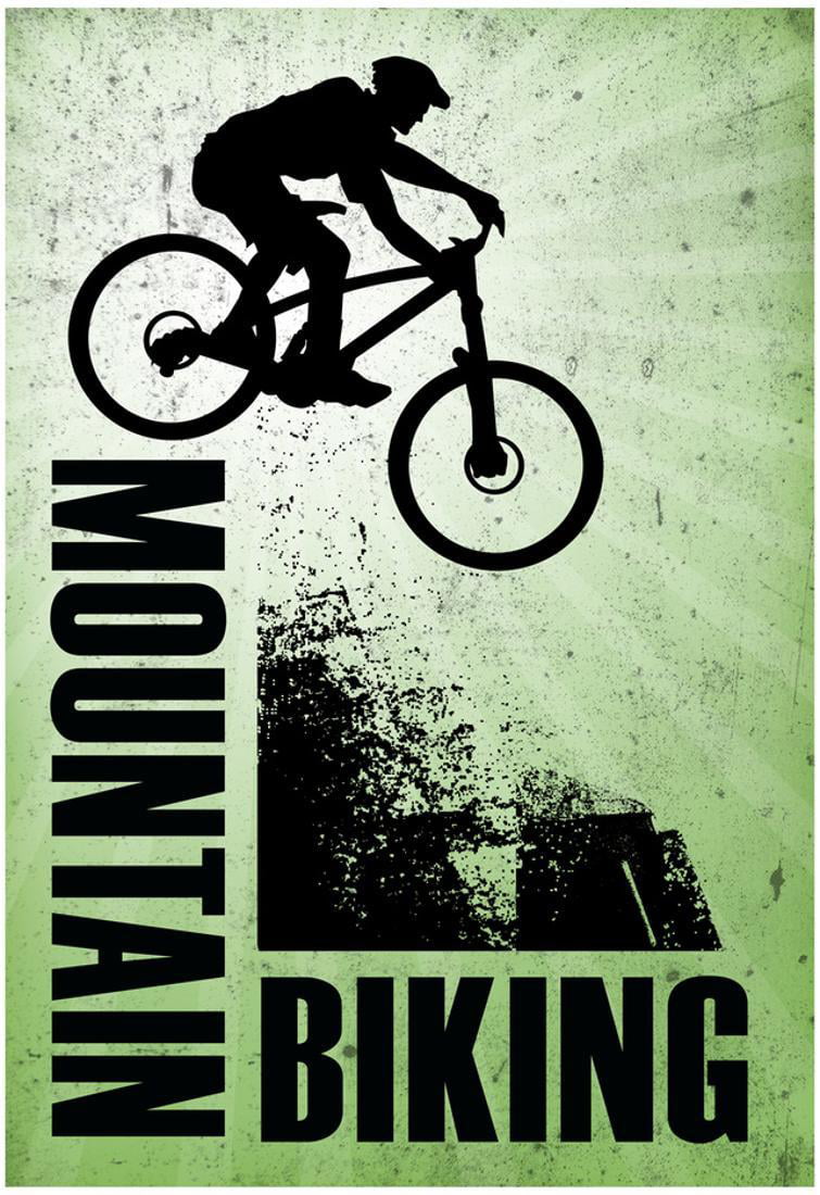 Ride the Trails 36x54 Giclee Gallery Print, Wall Decor Travel Poster California Idyllwild Mountain Bike Scene