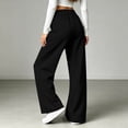 thumbnail image 6 of Wide Leg Sweatpants Women Fall Winter Mid Weight Solid Color Elastic High Waist Straight Leg Casual Pants with Pockets, 6 of 8
