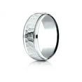 thumbnail image 2 of Benchmark� 18k Gold 8mm Comfort-fit Drop Bevel Hammered Finish Design Wedding Band Ring, 2 of 9
