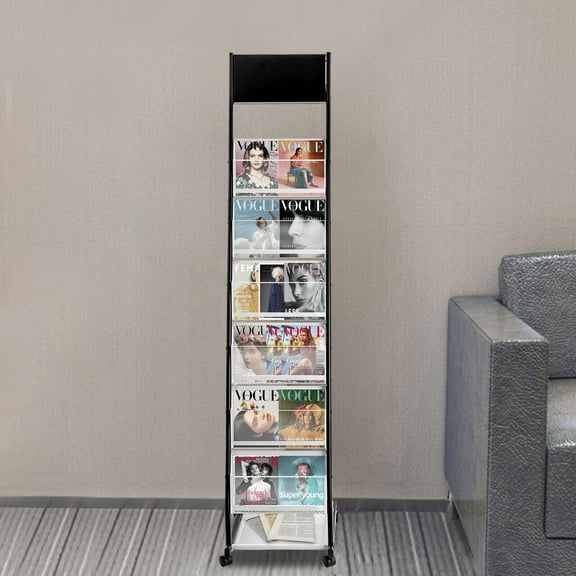 Floor-standing 6-Layer Magazine Rack, Brochure Display Stand Floor Standing, High-hardness Metal, Literature Rack