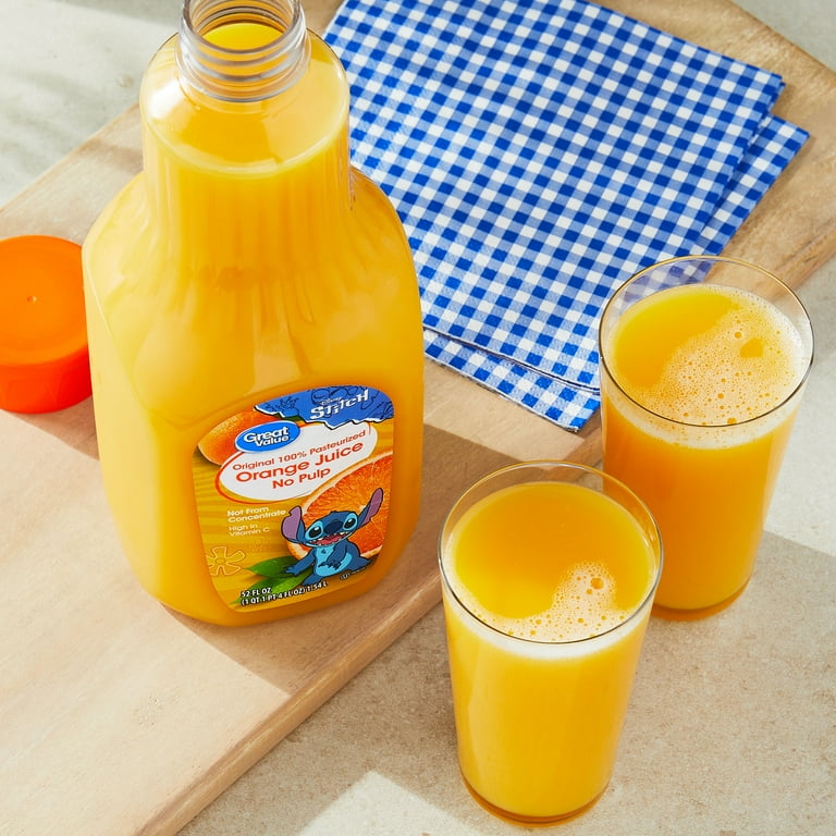 Great Value 100% Pasteurized Orange Juice with No Pulp 52 fl oz
