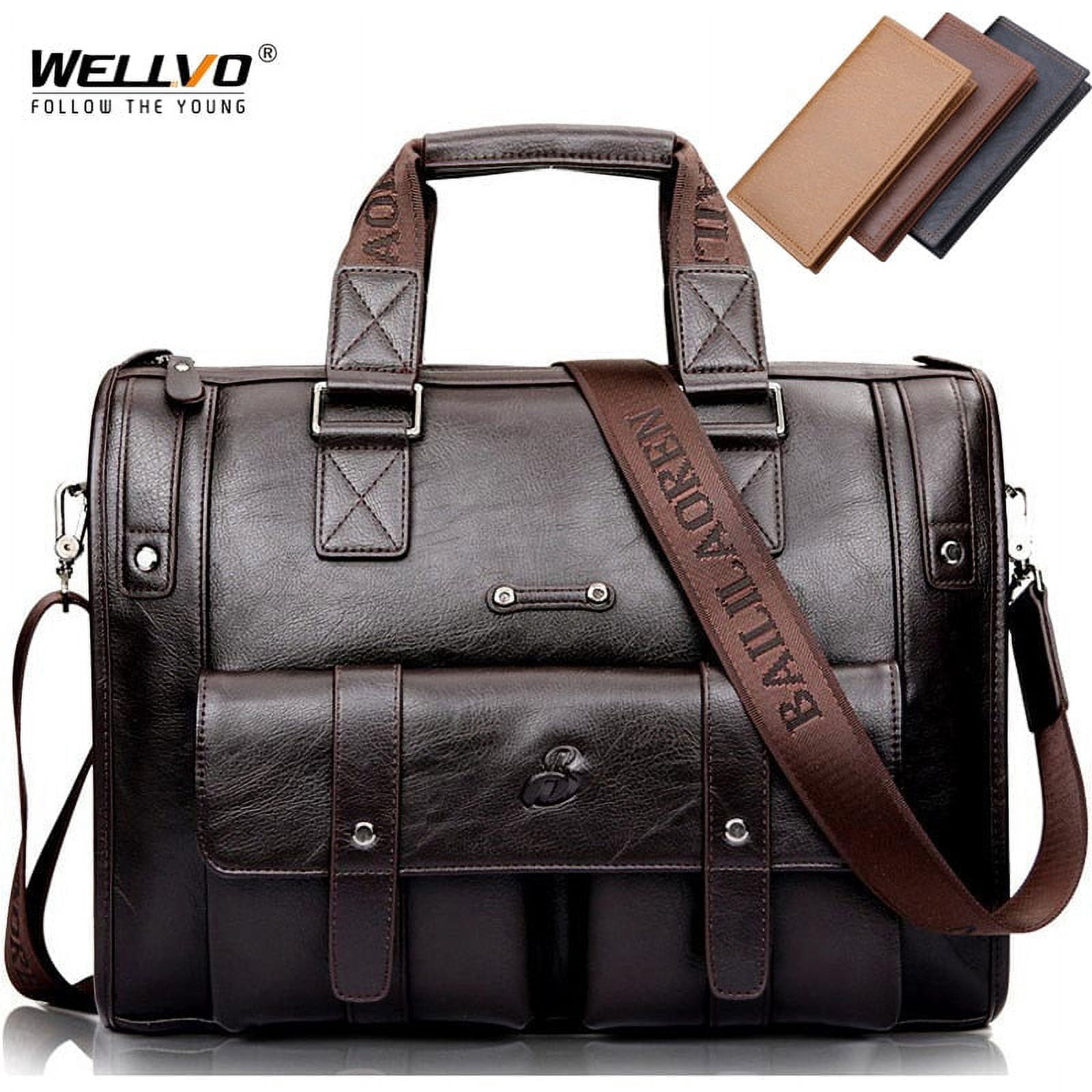 Zee Leather – Men’s Leather Black Briefcase Business Handbag Messenger Bags Male Vintage Shoulder Bag Large Laptop Travel Bags