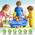 thumbnail image 2 of JoyStone Kids Sand Water Pirate Ship Table, 21PCS Sensory Sandbox Play Table, 21.85"x16.33"x22.44", Outdoor Toy Gift for Toddlers, 2 of 9