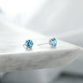 thumbnail image 4 of Gem Stone King Platinum Stud Earrings for Women Men 2.00 Ct Round 6mm Swiss Blue Topaz, 4 of 6