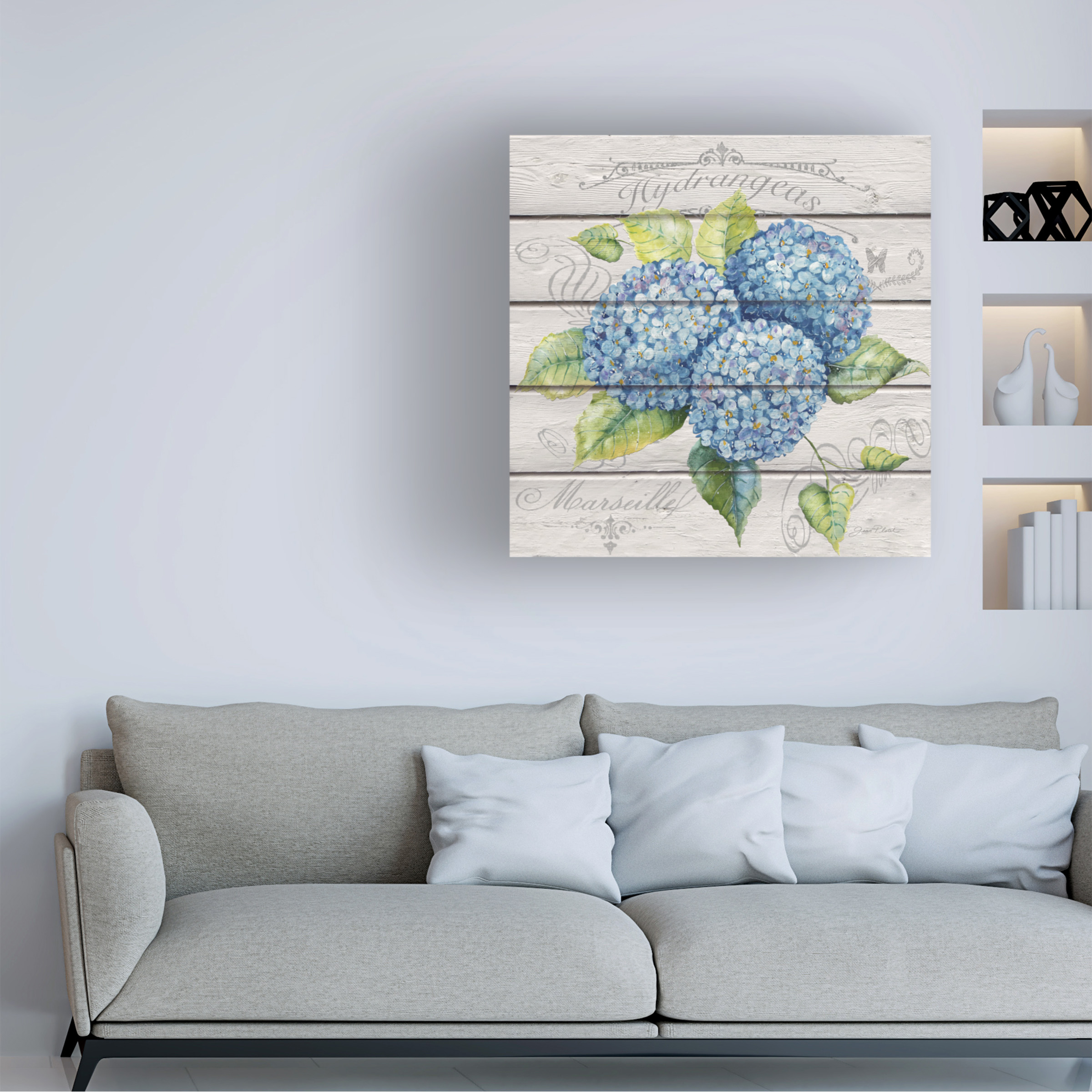 Trademark Fine Art Jean Plout Blue Hydrangeas Canvas Wall Art - 35x35