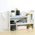thumbnail image 4 of Adjustable Whitewashed Solid Wood Desktop Storage Organizer Display Shelf Book Rack, Office Desk Bookshelf, 4 of 7