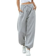 gakvbuo Tapered Sweatpants For Women Cargo Pants Drawstring Bottom Running Sweat Pants High Waist Sporty Gym Workout Athletic Jogger Pants Trousers with Pockets