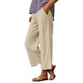 thumbnail image 2 of Womens Baggy Pants, Comdrip Women's Soft Stretch Elastic Waist Pull-on Long Trousers Lounge Trousers with Pockets Casual Pants for Women Khaki S, 2 of 9