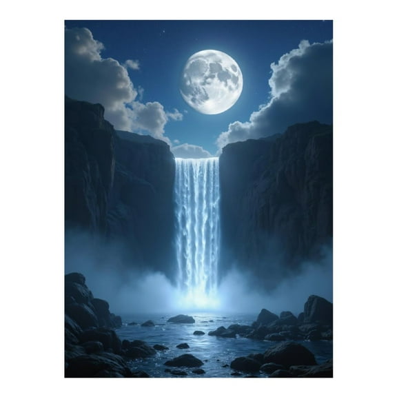 Diamond Art Kits for Adults - 5d Moonlit Waterfall Serenity Night Diamond Painting for Adults, Diamond Art for Adults Beginners, Diamond Painting Kits for Adults for Home Wall Decor