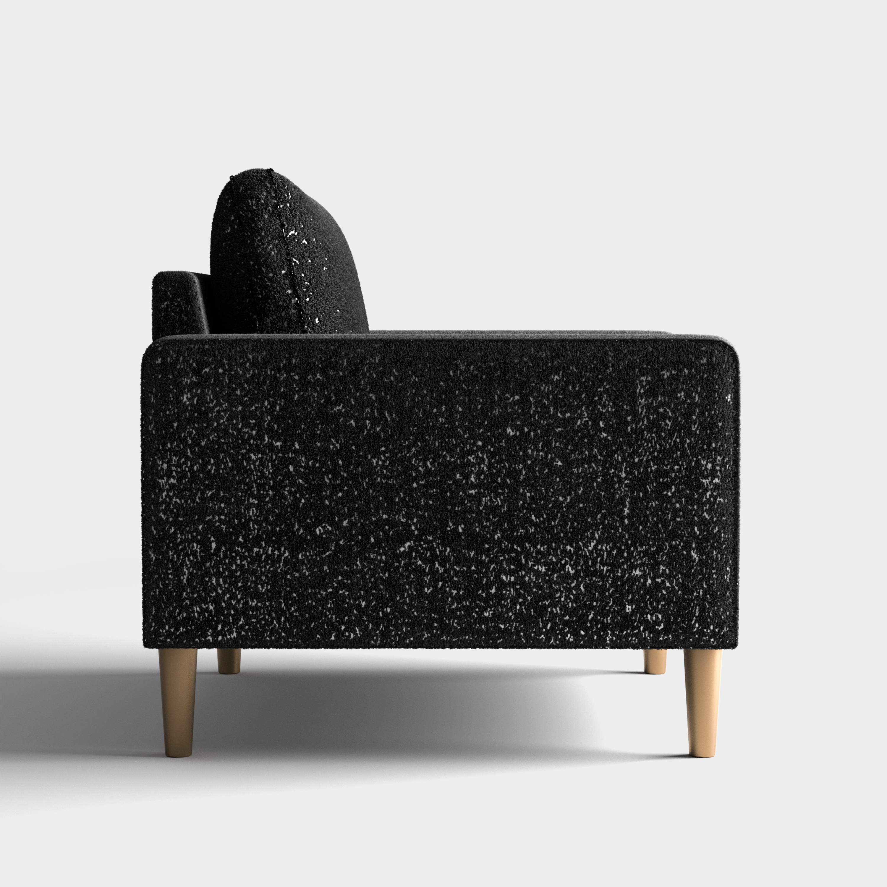 Furniture of America Doux Black MCM Custom Boucle Upholstered Fabric Welt Trim Living Room Loveseat Sofa Couch