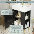 thumbnail image 4 of 21.6-inch black bathroom cabinet, stylish and practical design, combination cabinet, bathroom storage cabinet, storage cabinet with ample storage space, single ceramic sink,, 4 of 9