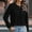 Black, variant on UTSJKR Womens Tops Dressy Solid Casual Pleated Crew Neck Long Sleeve Shirts Office Work Chiffon Blouses Hot Pink XXL