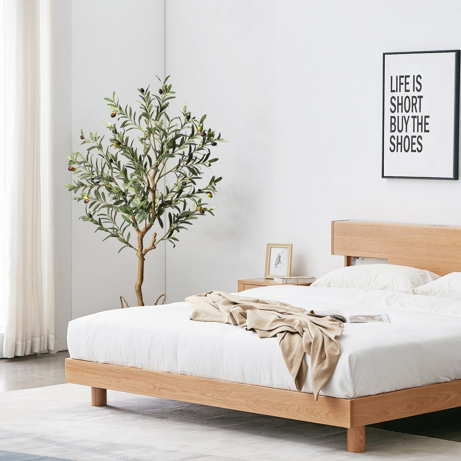 Ataucjin Artificial Olive Tree Tall Faux Silk Plant Faux Olive Tree Indoor Fake Potted Tree With Natural Wood Trunk And Lifelike Fruits For Home Office Decor Housewarming Gift