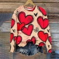 thumbnail image 5 of Women's Valentines Day Fleece Lined Sweatshirt Long Sleeve Heart Graphic Print Crewneck Pullover Top for Party Beige 4XL, 5 of 5