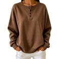 thumbnail image 2 of Maplenight Women's Henley Sweatshirt Long Sleeve Casual Pullover Loose Fit Sweatshirts Tops with Pockets, 2 of 4