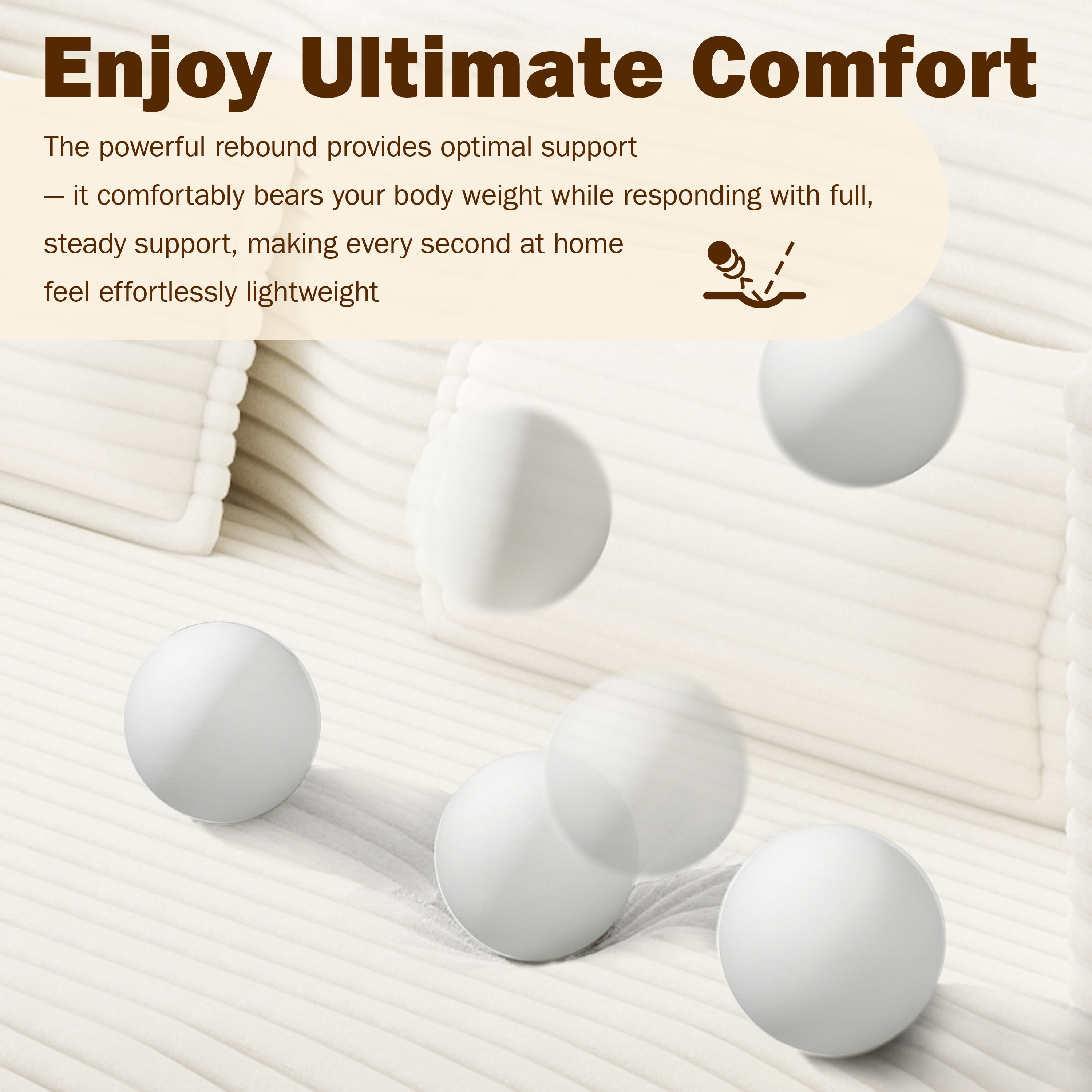 MAYEERTY Vacuum Compressed Corduroy Foldable Foam Sofa Bed, Full Size Zero Assembly Floor Sleeper with 2 Pillows