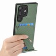 thumbnail image 2 of Magnetic Carbon Fiber Case for Samsung Galaxy S24 Ultra with Holder Kickstand, Fiber Texture Wallet Phone Case with Card Holder Durable Military Grade Protection Cover for Galaxy S24 Ultra, Green, 2 of 10