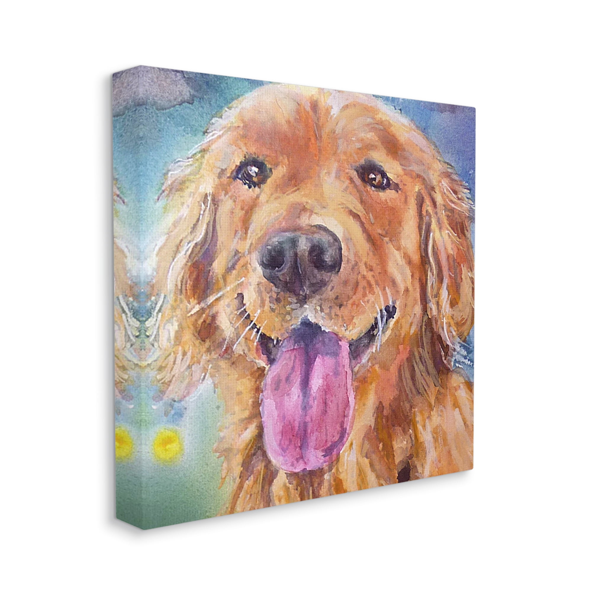 Stupell Industries Happy Retriever Dog Face Animals & Insects Painting Gallery Wrapped Canvas Print Wall Art, 24 x 24