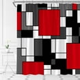 thumbnail image 2 of Modern Geometric Shower Curtain Red Gray Black Geometric Abstract Mid Century Boho Fashion Home Fabric Bathroom Decor Set Include Hooks,(70" Wx84 H), 2 of 3