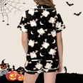 thumbnail image 4 of Gelikeya Pjs for Girls Size 8-9 Halloween Pajamas Button Down Graphic Tees Shorts 2pc Outfits Halloween Nighie Gifts Girls Fashion 2-13Y (Black, 8-9 Years), 4 of 5