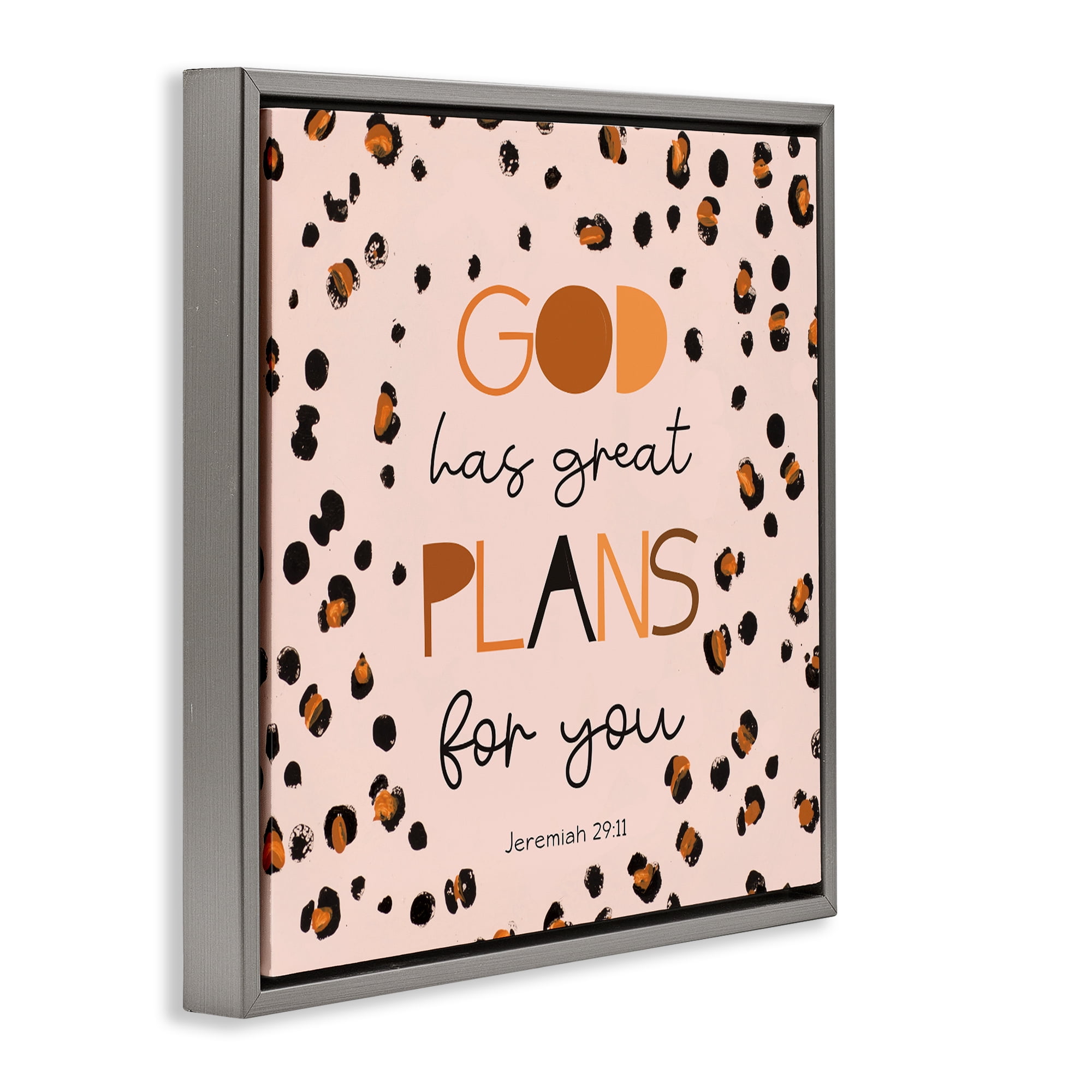 Stupell Industries God Has Plans For You Gray Framed Floater Canvas Wall Art, design by Patricia Pinto