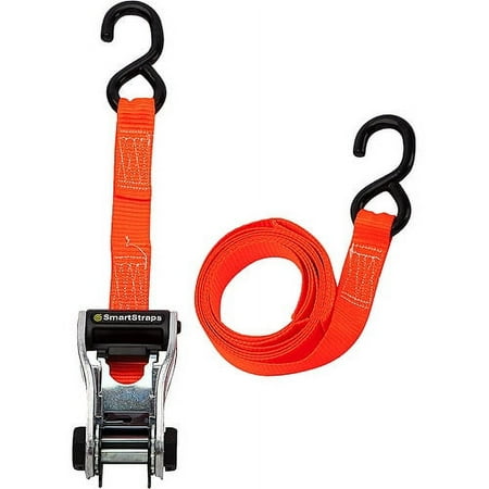 SmartStraps 1-1/4 in. x 14 ft. Orange RatchetX Heavy Duty Ratchet Tie Down Strap, Padded Handle, 1,000 lb. Safe Work Load - 1 pack